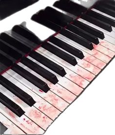 an old piano with blood all over it