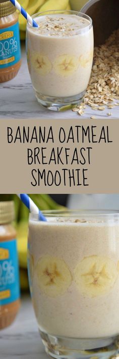 banana oatmeal breakfast smoothie in a glass bowl