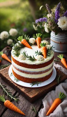 there is a carrot cake on the table