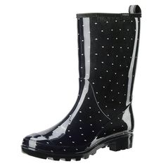 When the forecast calls for wet weather, youre all set with the women's HISEA Rain Boots. This rain boots feature a waterproof and flexible PVC materials upper and round-toe silhouette, that helps your feet stay dry, cozy and warm. The bottom design is finished with a slip-resistant outsoles for long-lasting comfort whether youre heading to work, class or a weekend adventure in the rain. Imported and made in China. Size: 9.  Color: Black.  Gender: female.  Age Group: adult. Women's Rain Boots, Polka Dot Shoes, Garden Boots, Ankle Rain Boots, Rain Shoes, Bottom Design, Womens Rain Boots, Boots Waterproof, Outdoor Hunting