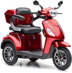 a red scooter is shown on a white background