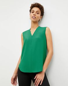 Emmy Top - Eco Soft Wave :: Clover – M.M.LaFleur Modern V-neck Top For Spring, Versatile V-neck Tops For Layering, Versatile V-neck Top For Spring, Casual Viscose V-neck Top For Spring, Casual V-neck Viscose Top For Spring, Viscose V-neck Top For Work, Casual V-neck Top In Viscose For Summer, Casual Viscose V-neck Top For Summer, Versatile V-neck Tank Top For Workwear