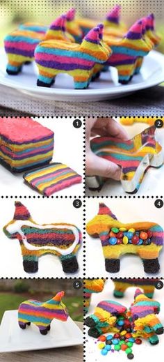 the instructions for how to make colorful horse cookies