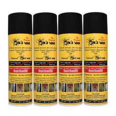 four bees wax sprays in yellow and black