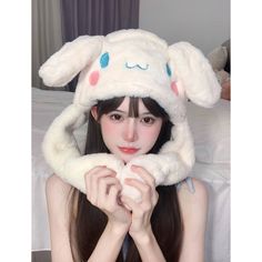 Bunny Hat With Moving Ears, Cinnamonroll Hat, Cinnamoroll Accessories, Bunny Ear Hat, Bunny Cap, Sanrio Clothes, Fluffy Hat, Plush Hat, Cozy Accessories