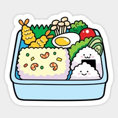 an image of a lunch box filled with rice, meats and veggies