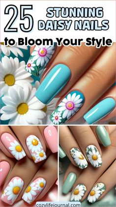 Floral Nail Designs, Nude Nail Designs, White Petals, Cute Spring Nails