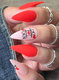 Valentine Nail Set, Valentines Heart Nails, Love Sonnets, Nails Short Square, Valentine Nail, Press On Nails Short, February Nails, Nail Designs Valentines, Hot Nails