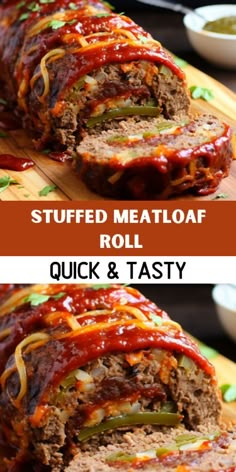 stuffed meatloaf roll with sauce and tasty