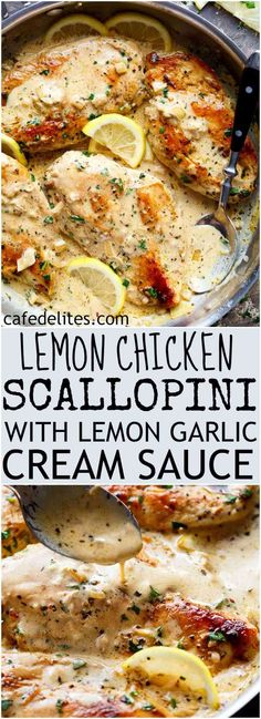 lemon chicken scallopini with lemon garlic cream sauce