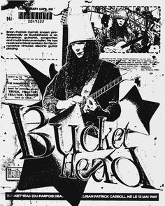 a poster with an image of a man playing guitar and the words bucket hero on it