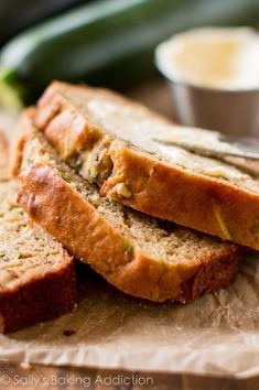 slices of zucchini bread stacked on top of each other