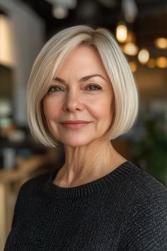 24 Amazing Short Hairstyles for Women Over 60 with Thin Hair in 2024 – CreativeBooster Bob With Side Part, Blonde Short Bob, Good Haircut, Older Women's Hairstyles, Hairstyles For Women Over 60, Blonde Short, Champagne Blonde, Try On Hairstyles, Short Haircuts For Women