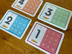 four numbered numbers are shown on the table