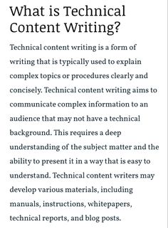 an article about what is technical content writing