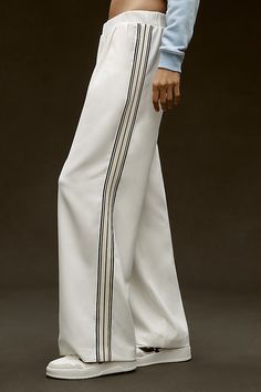 Sporty meets chic with these pants from Bishop + Young, featuring an easy elastic waistband, striped trim, and perfectly placed pleats that serve all the right moves. Ford Track Pants by Bishop + Young in White, Women's, Size: XL, Polyester/Elastane All The Right Moves, Sports Track Pants, Sports Wear Fashion, Activewear Print, Stylish Pants, Knit Bottom, Sporty Outfits, Sport Pants, Classy Outfits