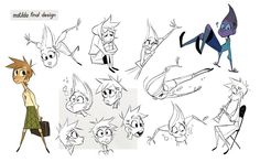 some cartoon character poses and expressions for animation