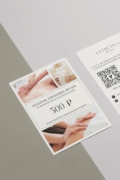 two business cards with images of hands and feet on them, one for the spa