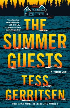 the book cover for the summer guests by tees gerrissenn, with trees in the background