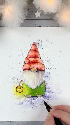 a drawing of a gnome with a star on his head