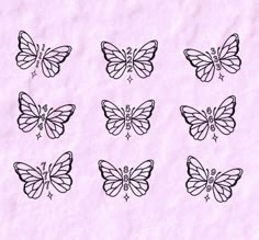 six butterfly stencils are shown on a piece of paper in different shapes and sizes