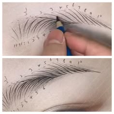 someone is doing something with their eyeliners to draw the eyelashes on top of each other