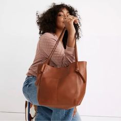 Bag Still Has Tag On. There Is A Faint Pen Stain On The Interior Of Bag Otherwise In Excellent Condition Made Of Genuine Cowhide In Cinnamon Brown Bags With Leather Handles For Errands, Square Hobo Bag For Errands, Madewell Leather Bag, Madewell Tote, Madewell Transport Tote, Pen Stain, Madewell Bags, Cinnamon Brown, Genuine Leather Totes