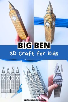 the big ben paper craft for kids is shown with instructions to make it look like they are