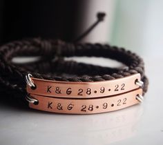 Couple Bracelets, Couples Gifts, Braided Leather Anniversary Date Bracelet, Handmade Jewelry, His Hers Gifts, Personalized Couple Bracelets - Etsy Best Anniversary Gifts