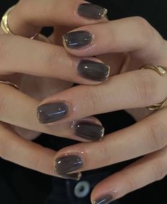 One Tone Nails, Cool Toned Nails, Cool Tone Nails, Casual Nails, Gray Nails, Soft Nails, Funky Nails