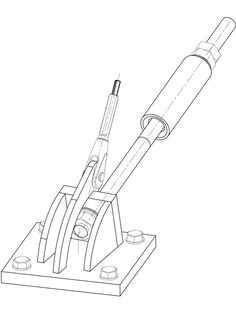 a drawing of a pencil and an object on top of a stand with two handles