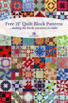 a book cover with the title free 19 quilt block patterns making the blocks you want to make