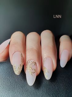 Light Pink Matte Nails Gift for Her Matte Press on Nails - Etsy Nail Art Mariage, Golden Nail Art, Acrylic Nails Almond Shape, Golden Nails, May Nails, Gold Nail, Simple Nail Art Designs, Nail Art Wedding, Nail Polish Designs