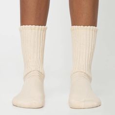 Crew Socks, Ribbed Material 100% Cotton Cold Machine Wash Comfortable Beige Mid-calf Socks, Casual Cream Knee-high Socks, Casual Soft Cream Socks, Comfortable Fitted Cream Socks, Cozy Ribbed Cotton Socks, Cozy Cotton Ribbed Socks, White Crew Socks, White Knee High Socks, Brown Socks