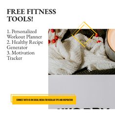 a flyer for a health and fitness program with an image of a candle, towel, and other items