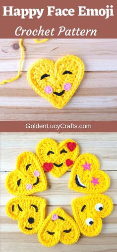 crocheted smiley face emoji pattern is shown