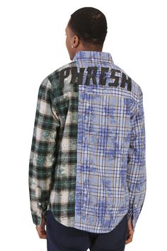 Men's premium flannel button down shirt.Mixed Flannel with cut block designKleep logo(KLP) direct emb in frontBackside Contrast PHRESH(FRESH) screen printUnbalanced chest pocket gives you unique looking.Twill taping loop details on Back yoke.60%Cotton, 40%PolyesterModel 5'10''. Wears Medium Top & 32 BottomLove to Kleep / Love YourselfImported.Designed by KLEEP Flannel Shirts, Upcycled Fashion, Flannel Shirt, Chest Pocket, Button Downs, Down Shirt, Button Down Shirt, Screen, ? Logo