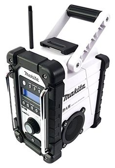 the portable radio is white and black