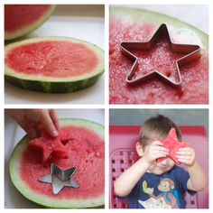 there are pictures of watermelon and star shaped cookie cutters