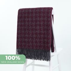 ☛ COMPOSITION: 100% New Zealand wool ☛ SIZE: 140 cm x 200 cm (incl. fringes) / 55 inches x 79 inches (incl. fringes) ☛ COLOUR:  Dark Purple and Grey (also available in Orange, Dark Green/Grey and Grey colours) ☛ WEIGHT: approx. 850 grams / 1.88 lbs ☛ SHIPPING: We offer FREE US & EUROPE DELIVERY (tracking available) with the local post services (final delivery with the USPS in the US, Royal Mail in the UK, Deutsche Post in Germany, La Poste in France etc.). Please note that in some countries a si Tartan Decor, Purple Houndstooth, Blanket Plaid, Pattern Throw Blanket, Wool Blankets, Cashmere Throw, Dark Burgundy, Plaid Blanket, Purple Pattern