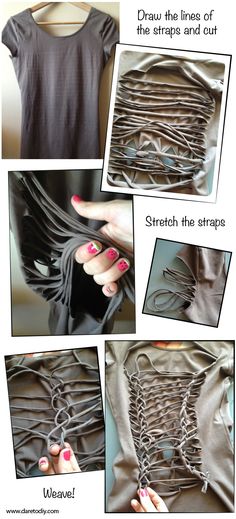 the instructions for how to make an origami dress with leather and metal chains