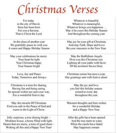 two christmas verses with red lettering on them