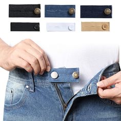 PRICES MAY VARY. 【HIGH-QUALITY FABRIC】: Unlike other waist extenders that quickly stretch out of shape, ours are made of strong denim cotton or good elastic that expands without ever weakening. 【ADJUSTABLE BUTTON】: Designed with 2 slots, No need to be sewn on. You can instantly expand your pants' waist between 0.5 inch and 2 inches, our extenders also come with two different button sizes to fit a wide variety of pants. 【COMFORT FIT】: No worrying about the waistband extenders showing through. Our Jag Jeans Woman, Shirt Extender, Button Extender, Elastic Jeans, Button Pants, Sewing Crafts Tutorials, Trousers Pants, Jeans Button, Adjustable Waistband