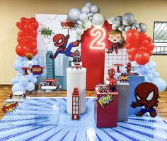 a birthday party with balloons and decorations