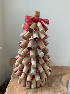 a christmas tree made out of wine corks