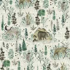 an animal themed wallpaper with trees and animals