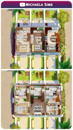 the floor plan for a two story house with lots of rooms and living room in it