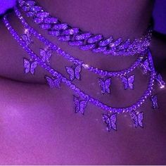 Purple Rich Aesthetic, Hot Purple Aesthetic, Purple Jewelry Aesthetic, Purple Baddie Aesthetic, Isabella Valencia, Purple Y2k, Violet Aesthetic, Prom Necklaces