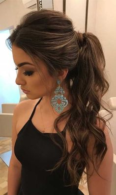 Bridal Ponytail, Wedding Ponytail, Tail Hairstyle, Ponytail Hairstyles Easy, Perfect Hairstyle, Hoco Hairstyles, Prom Hairstyles For Long Hair, Long Dark Hair, Summer Hairstyles For Medium Hair