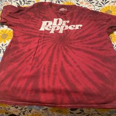 Red And Black Tie Dye Look Dr Pepper Tee Never Worn Size Xl Red And Black Tie Dye, Dr Pepper Shirt, Glitter Tee, Madewell Shirts, Bleach Tie Dye, White Studs, Black Tie Dye, Harley Davidson Shirt, Dr Pepper